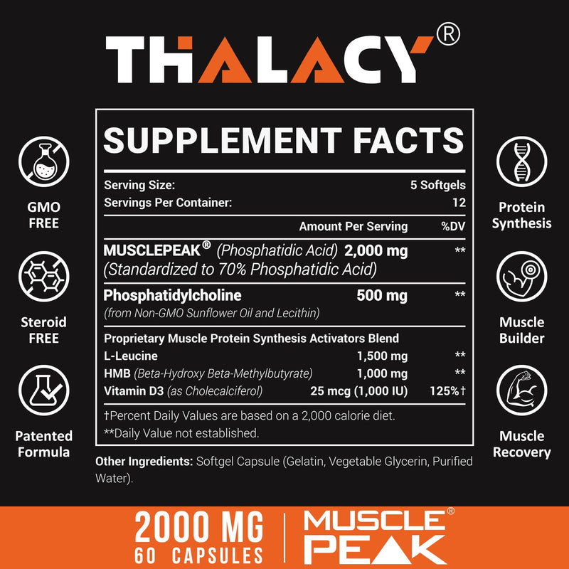 [Australia] - 2000mg Liposomal Phosphatidic Acid Muscle Builder (PA), High Absorption Muscle Building Supplements for Men & Women | Muscle Gainer, mTOR Protein Synthesis & Lean Muscle, Strength,60 Capsules 1 Count (Pack of 60) 