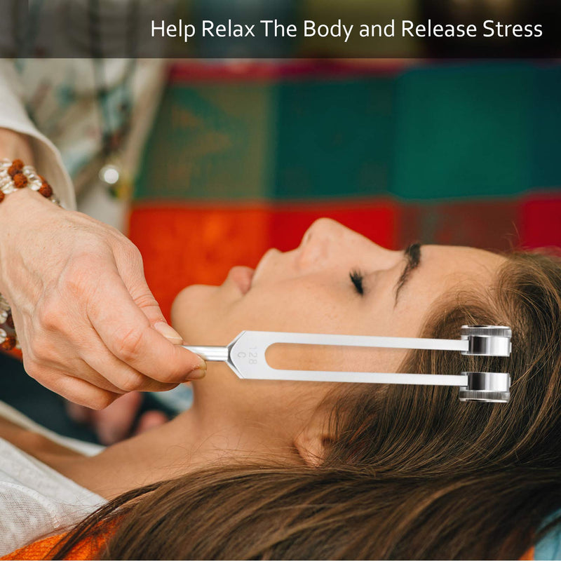 [Australia] - 128Hz Tuning Fork Aluminum Alloy Tuning Fork Offer Accurate Frequency Response with a silicone hammer, a repair tool and a cleaning cloth, Packed in a soft velvet bag 
