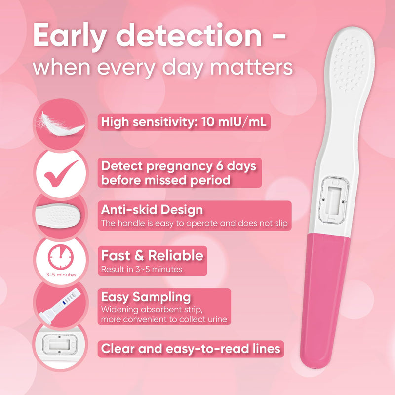 Wondfo Early Result Pregnancy Test Sticks-6 Days Before Missed Period | Simple Urine Stream Test, Clear Double Line,Reliable Home Self-Testing,Sensitive HCG Detection 10 Pack