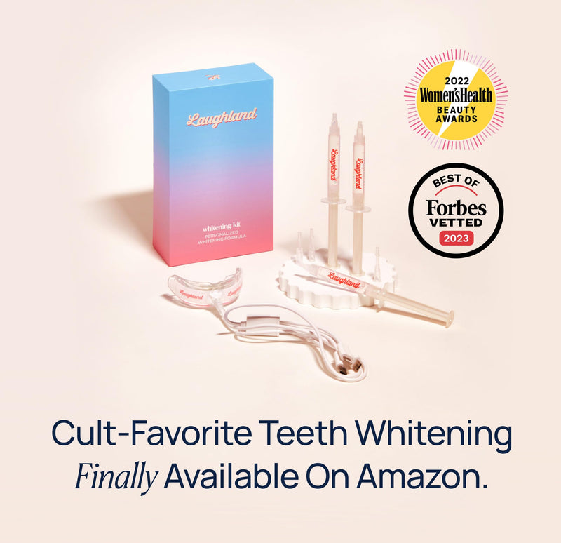 Laughland Original Teeth Whitening Kit, Phone-Powered LED Mouthpiece & 3 Whitening Gel Syringes, 8% Hydrogen Peroxide, Aloe Vera & Mint, for Sensitive Teeth, At-Home Dental Care, 6+ Treatments 1 Count (Pack of 1)