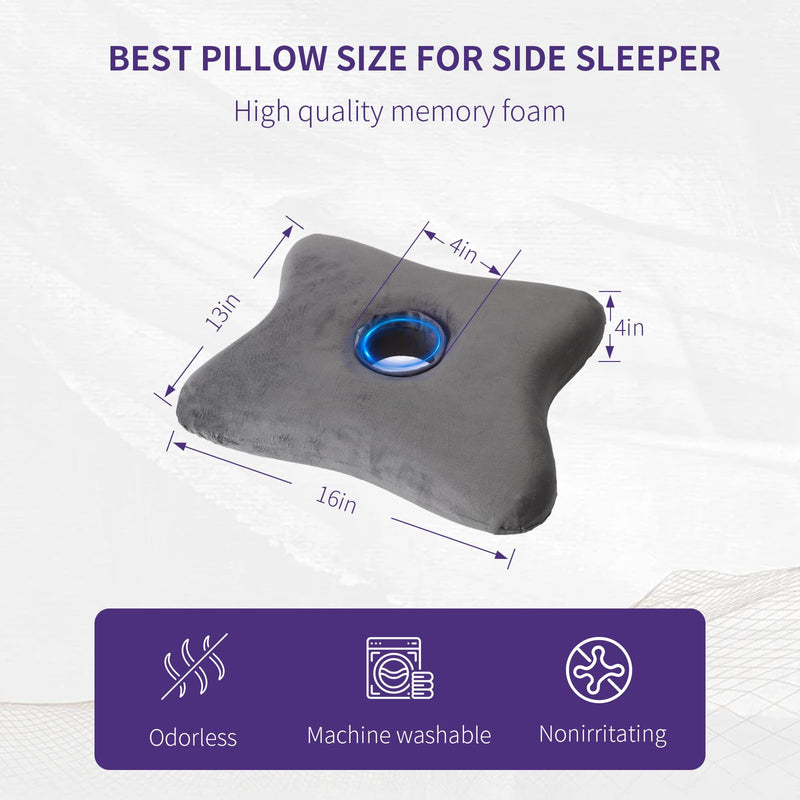 [Australia] - Ear Pillow, Upgrade Memory Foam EarPain Relief, CNH Pillow for Ear Piercings, Light Grey 
