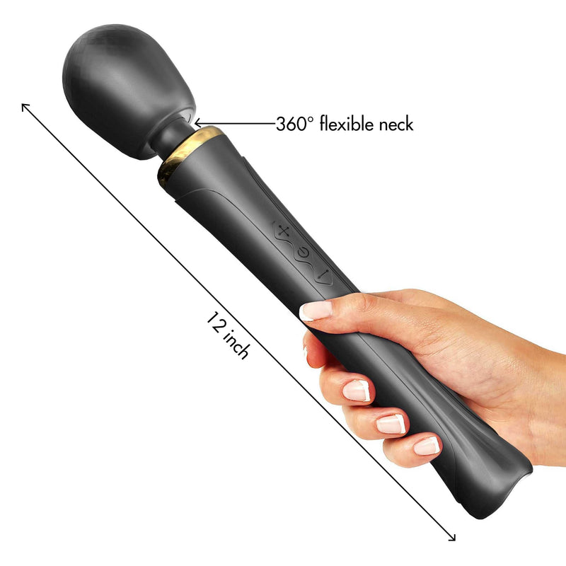 Therapeutic Cordless Massager - IPX6 Waterproof Powerful Massage Tool Handheld 8 Speeds 20 Patterns - Rechargeable Hand Massagers for Sore Muscles - Hand Held Massage Tool for Neck & Back Black