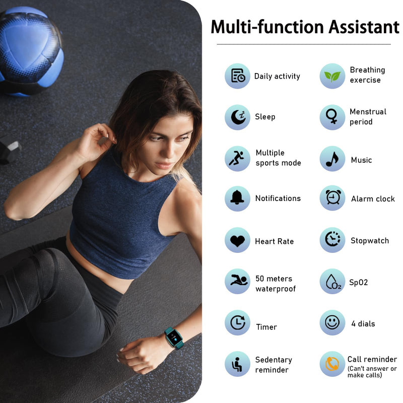 [Australia] - Stiive Fitness Tracker, Smart Watch for Men Women, Activity Fitness Watch with Heart Rate Monitor, Pedometer, Sleep Monitor, 50 Meters Waterproof Step Tracker Compatible with iOS & Android Phones Cyan 