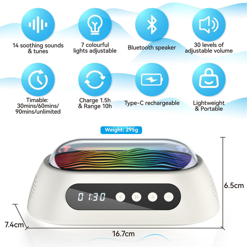 [Australia] - MOWETOO White Noise Machine Baby, Sleep Aid Babies & Adults Portable White Noise Machine with USB, 14 Soothing Sounds, 10 Hour Battery, Adjustable Color Lights and Time 
