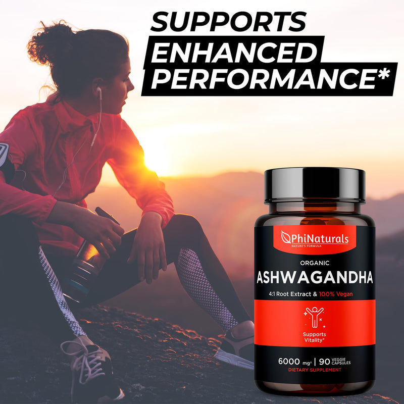 [Australia] - Ashwagandha Root Extract Capsules (Organic) Equivalent to 6000 mg Whole Root - Supplement with 1500 mg Per Serving - 500 mg Per Vegan Capsule - 90 Count 