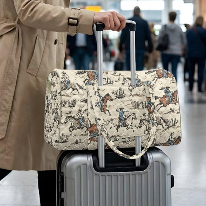 Horse Pattern Extra Large Quilted Duffle Bag Lightweight, Travel Duffel Bag Foldable for Men Women, Waterproof & Tear Resistant Horse Pattern
