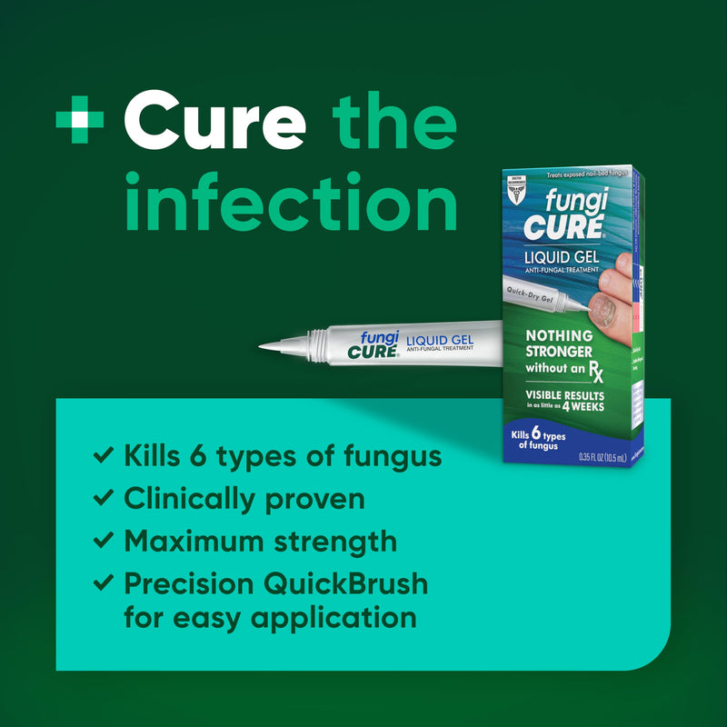 FUNGICURE Medicated Liquid Gel - Maximum Strength 0.35 Fluid Ounce | Cures fungal infections & kills 6 types of fungus. Clinically proven clotrimazole 1%. Easy, precise, no-mess application.