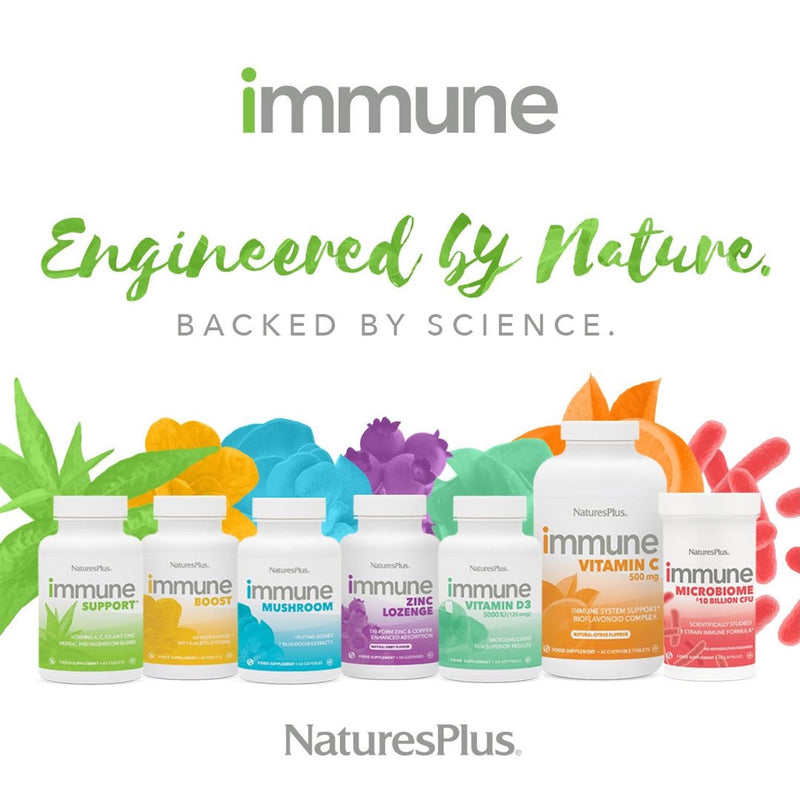 NaturesPlus Immune Chewable Vitamin C 500mg - Tasty Citrus Flavour - Gentle, Natural Vitamin C Tablets with Bioflavonoids - Immune Support - Vegan, Gluten Free - 60 Chewables