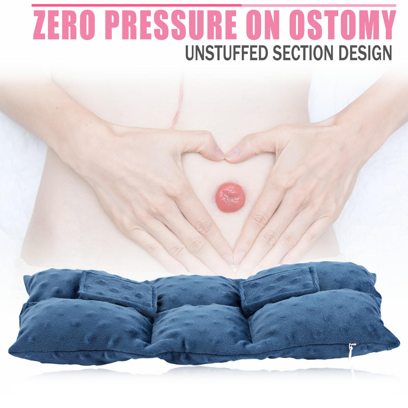 Ostomy Seatbelt Pillow, Ostomy Driving Protector, Stoma Shiled Ileostomy Urostomy Riding Guard, No Squeezing, Ostomate Must Have Supplies, Minky Dot Denim Blue