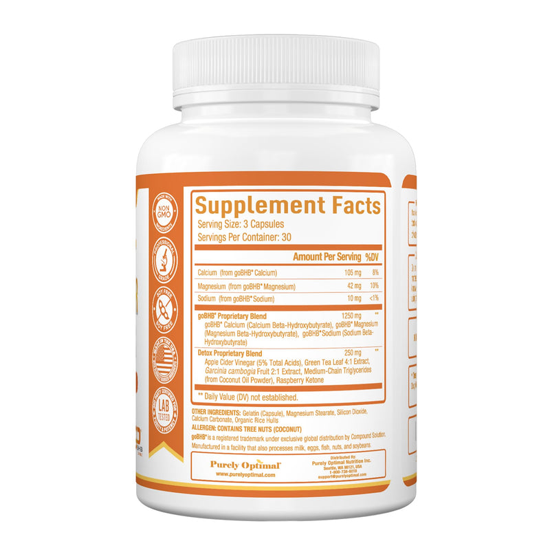 [Australia] - Purely Optimal Keto BHB + Apple Cider Vinegar Capsules with The Mother - Keto Diet Support, BHB Exogenous Ketones for Ketosis, Energy & Focus - Keto ACV Supplement for Women & Men - 90 capsules 
