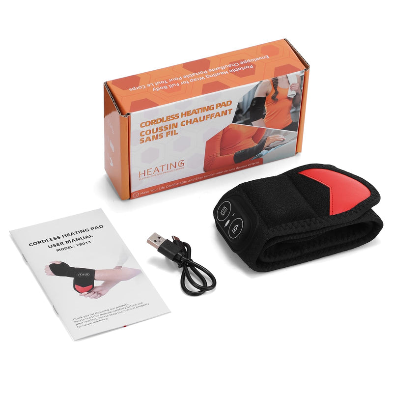 Cordless Wrist Heating Pad with Massage & Red Light, Heated Wrist Brace for Carpal Tunnel Relief, Arthritis Pain, Tendonitis, Rechargeable Wrist Massager for Office, Home, Travel