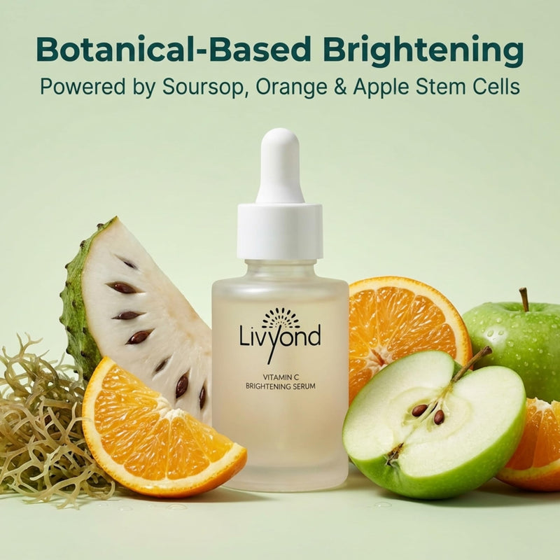 Vitamin C Serum for Face - Brightening & Anti-Aging Facial Serum for Dark Spots, Uneven Tone & Radiance Boost with Soursop, Orange & Apple Stem Cells - Hydrating, Paraben-Free, 1 Fl Oz