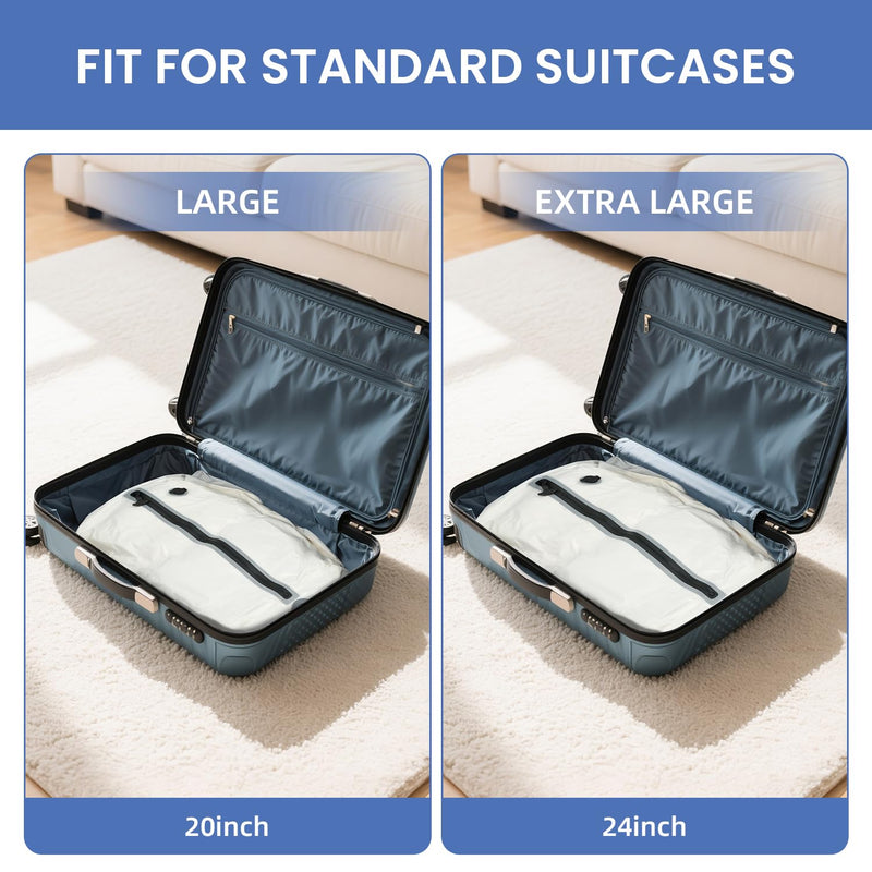 BAGAIL TPU Vacuum Bag for Travel, Reusable Compression Bag with IPX8 Waterproof Zipper, Save Space for Suitcase, Backpack and Carry on (Cream, Large, With Pump) Cream