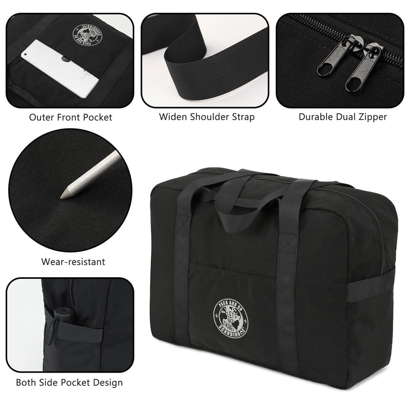 Travel Duffel Bag Weekender Overnight Bag, Sports Gym Bag Carry On Tote Bag for Men Women Scandihome Series Black