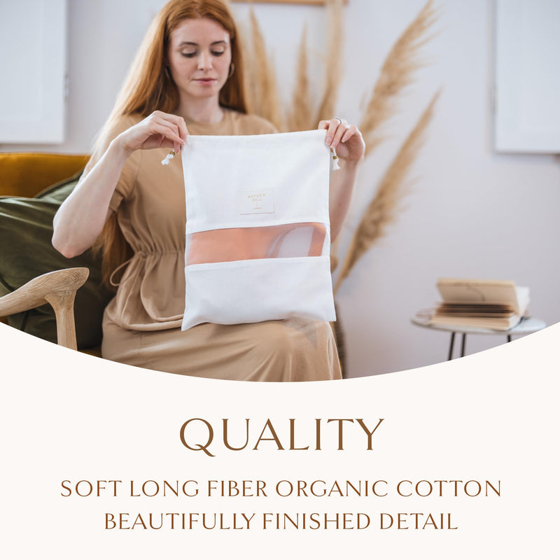 Luxury Organice Cotton Dust Bags For Handbags - 6 Pack (Small-Med) - Handbag, Purse and Shoe Storage - Certified Carbon Neutral