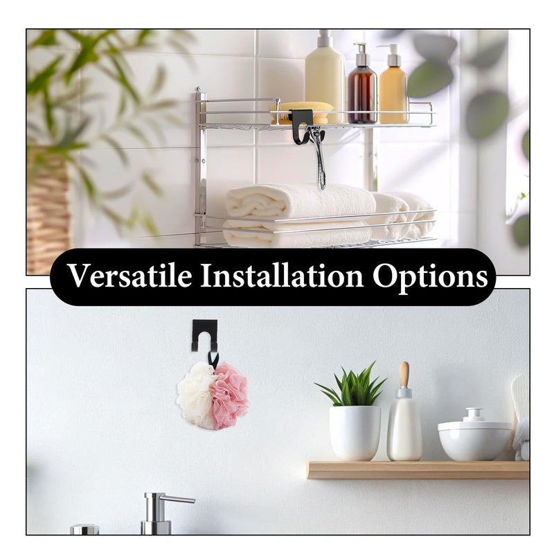 [Australia] - JJUNW Pack of 4 Razor Holder Shower, Razor Holder Shower No Drilling, Waterproof Self-Adhesive Bathroom Hooks for Bathroom Kitchen Organizer (Black) Black 