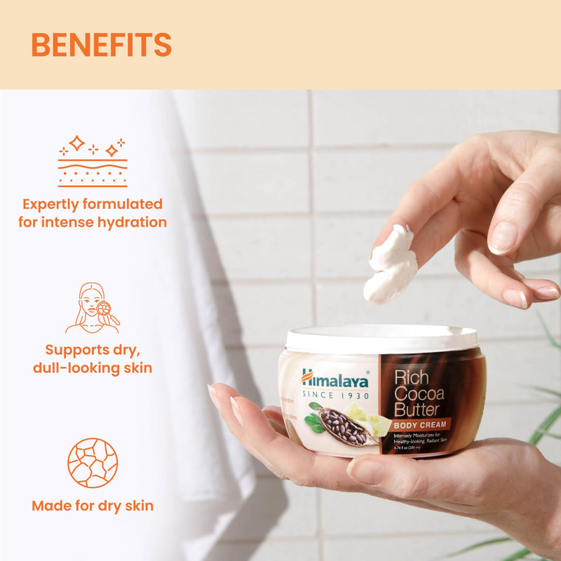 Himalaya Rich Cocoa Butter Body Cream with Vitamin E for Dry Skin, 6.76 oz | Intense Moisturizing Body Lotion for Radiant Skin, Ideal for Dry Body Skin, Rich Luxurious Cream for Hydration