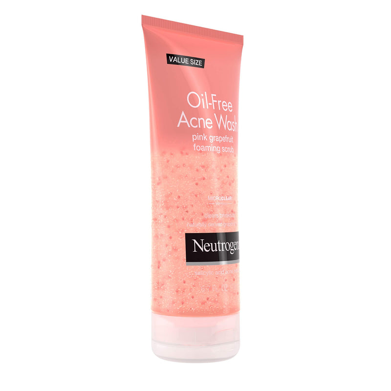 Neutrogena Oil Free Pink Grapefruit Acne Face Wash with Vitamin C, 2% Salicylic Acid Acne Treatment, Gentle Foaming Vitamin C Facial Scrub to Treat & Prevent Breakouts, 6.7 fl. oz 6.7 Fl Oz (Pack of 1)