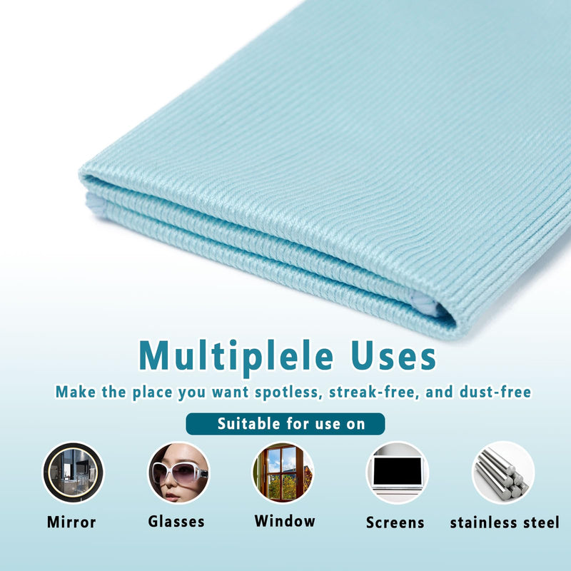 [Australia] - 6 Pack Glass Cleaning Cloth Microfiber Cleaning Cloth for Window Eveglass Jewelry Lens (Blue) Blue 