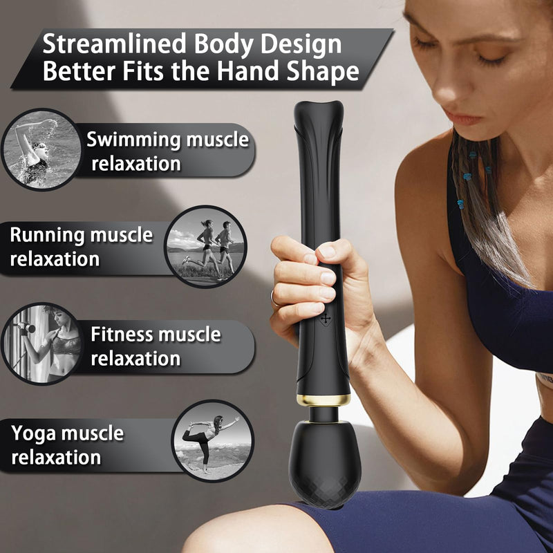 [Australia] - Handheld Massager - Cordless Massager - Travel - Quiet - Relax Body Muscles - Perfect Back Legs Hand Pains and Sports Black 