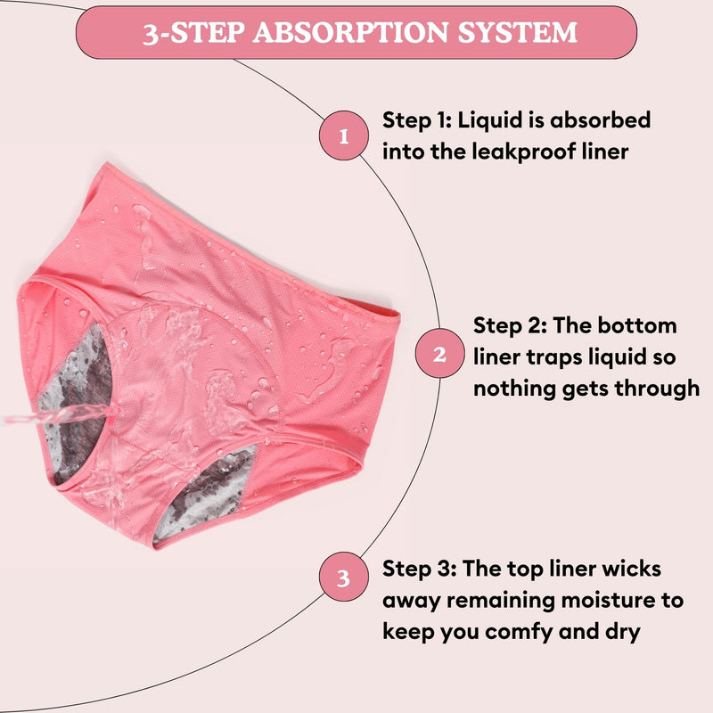 [Australia] - Leakproof Underwear - Leakproof Panties for Women Over 60s With Incontinence Large Pink, Nude, Black, Gray, Blue 