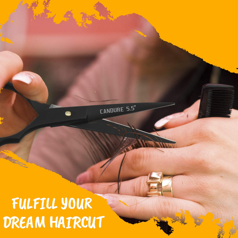 [Australia] - Candure Hairdressing Scissors Professional Hair Cutting Scissors Sharp Premium Perfect Haircut Hairdressing Scissors Stainless Steel Hair Scissors for Men, Women, Children and Adults 5.5 Inches 
