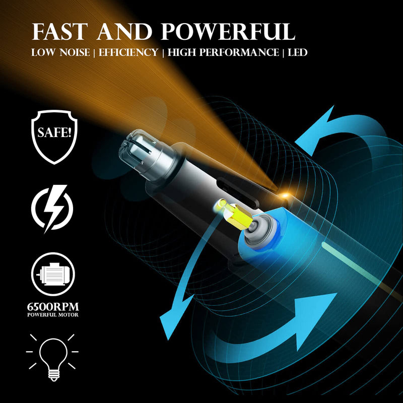 [Australia] - Men's Nose Hair Trimmer, 3 in 1 Professional Ear Hair Trimmer and Nose Hair Remover for Men and Women, USB Rechargeable, Dual Blades, IPX7 Waterproof, Easy Cleaning, Blue 