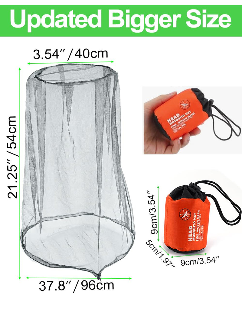 [Australia] - Wohohoho Mosquito Head Net Mesh With Drawstring, Bug Face Shield for Hats, Beekeeper Mask Protection for Men & Women Against Midges, Bugs & Gnats (2 Packs, Grey, Updated Big Net) 2pcs Gray 