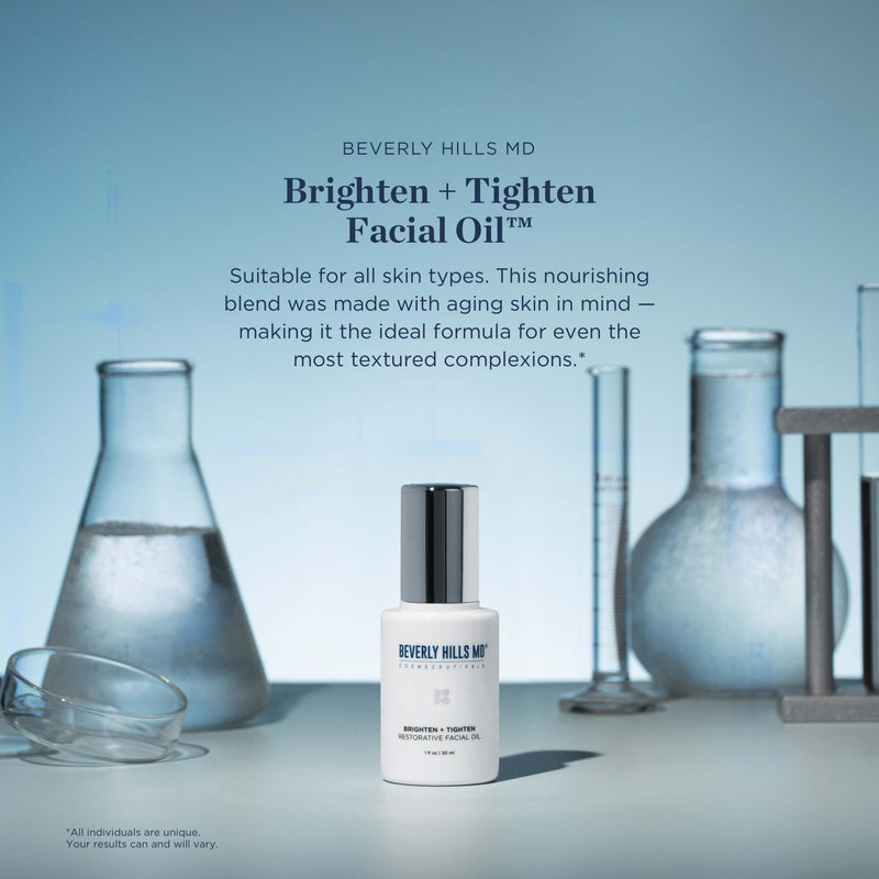 Beverly Hills MD Brighten + Tighten Restorative Facial Oil | Vitamin C facial oil helps moisturize and even the look of skin on the face, neck and decollete