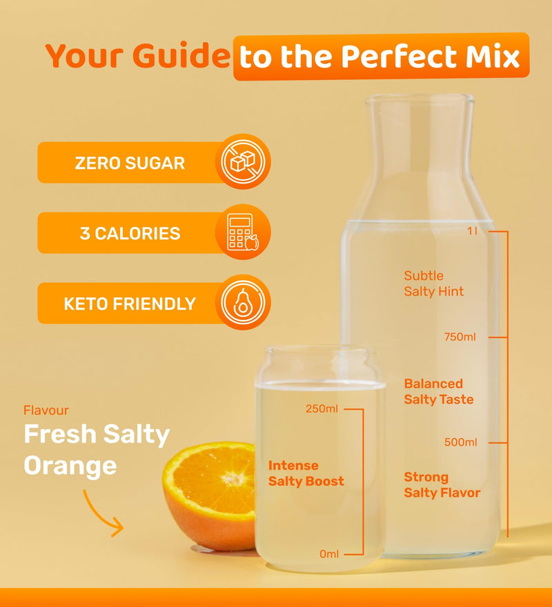Ultra Lyte Electrolytes Drink Mix Sachets - Sugar-Free Electrolytes Powder with High Sodium, Trace Minerals and Coconut Water - Rehydration for Fitness (24 Sachets, Salty Orange) 24 Sachets