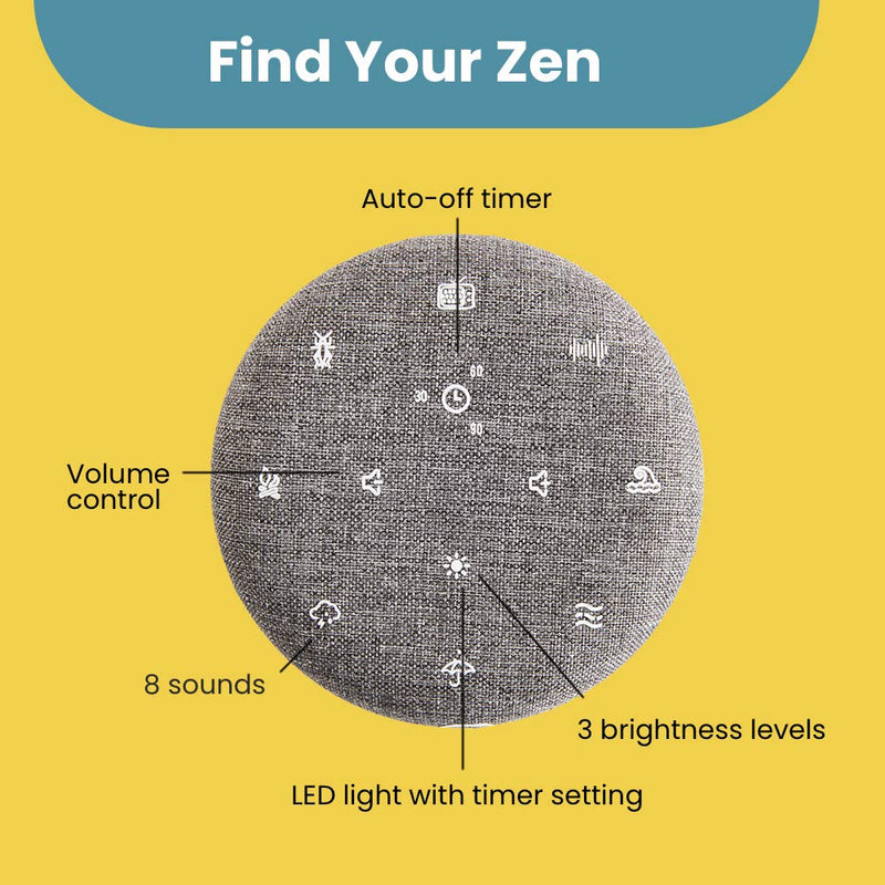 [Australia] - Digital Mixer Sound Machine with 8 Sounds and Night-Light, Portable White Noise for Sleep and Meditation, Office and Dorm Essential, Rechargeable with Timer 