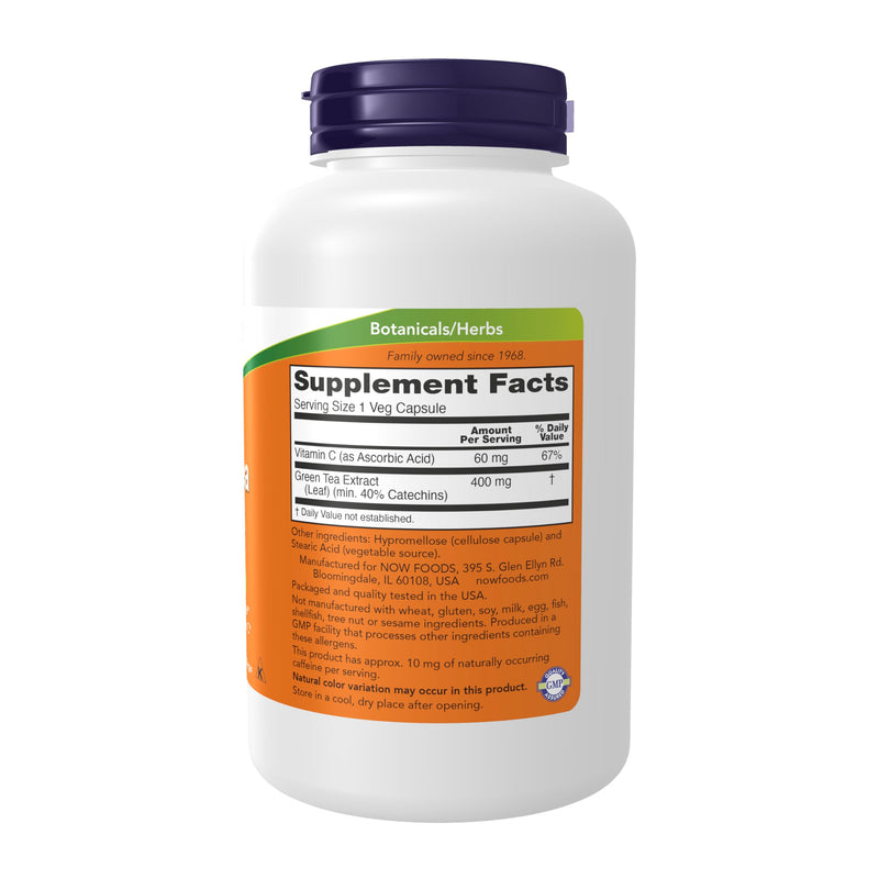 NOW Foods Supplements,Green Tea Extract 400 mg with Vitamin C for Dietary,Cellular Protection*,250 Veg Capsules,(Pack of 2) 250 Count (Pack of 2)
