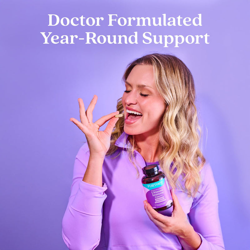 Further Food Ultimate Immune Support Capsules, 120 Vegan Capsules | With Vitamins C, D, E & Zinc, Antioxidants, Herbal Supplement for Immune & Respiratory Support 120 Count (Pack of 1)