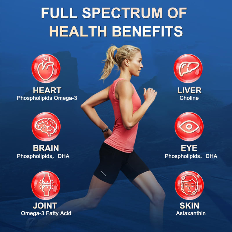 [Australia] - Krill Oil 1200 mg Omega 3 Supplement, Krill Oil Omega 3 with High Absorption EPA, DHA, Astaxanthin & Phospholipids, Supports Heart & Joint Health, No Fishy Aftertaste - 120 Softgels (60 Servings) 120 Count (Pack of 1) 