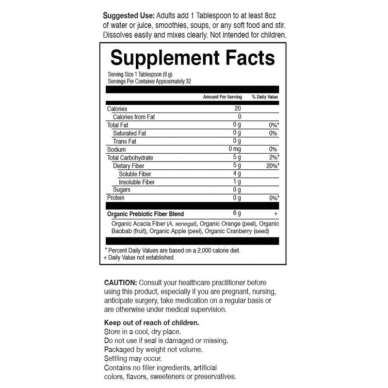 [Australia] - Garden of Life Dr Formulated Organic Fiber Supplement Powder Unflavored, Sugar Free, Psyllium Free Prebiotic Superfoods, Constipation Relief and Hunger Control for Men and Women, 32 Servings 32 Servings (Pack of 1) 