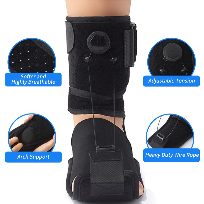 Plantar Fasciitis Night Splint - Adjustable Plantar Fasciitis Relief Brace with Arch Cushion for Women(Size 6.5-10.5) & Men(Size 5-9), Planters Facetious Relief for Foot Drop, Achilles Tendonitis and Heel Spur Pain Relief