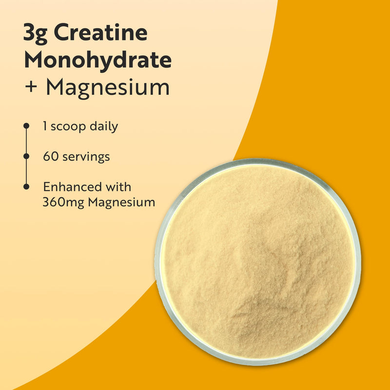 Nutravita Creatine Monohydrate 3000mg with Magnesium 360mg - 360g Unflavoured Vegan Creatine Powder (60 Day Supply) - Pre Workout Supplement for Men & Women - Made in The UK