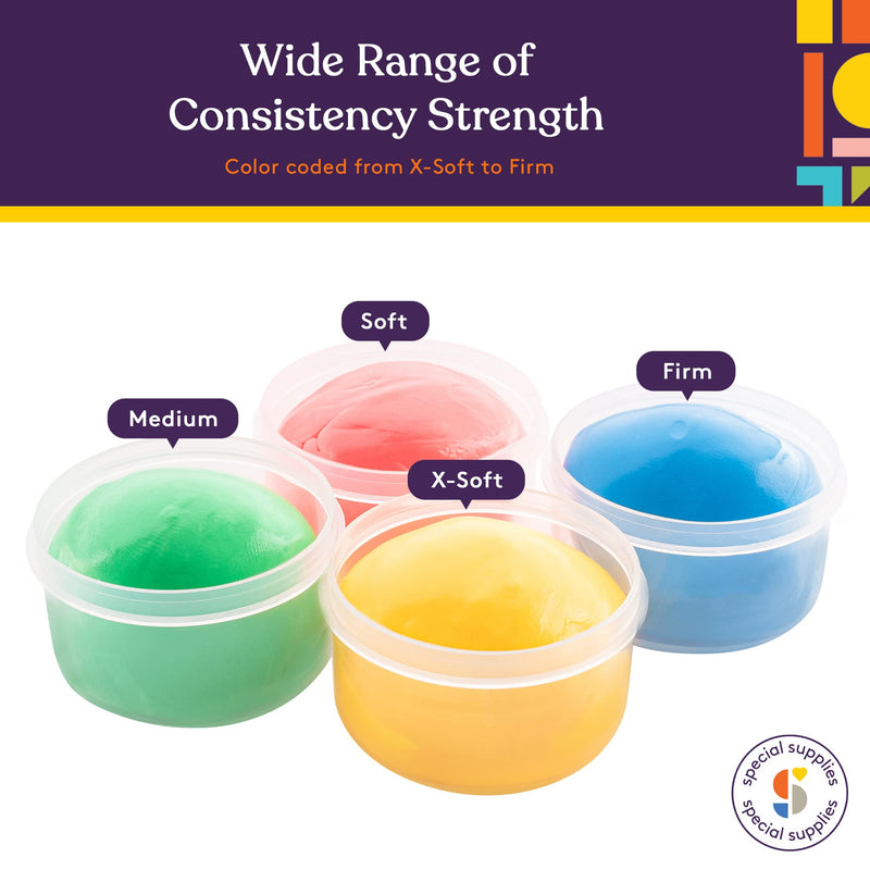 [Australia] - Special Supplies Therapy Putty for Kids and Adults - Resistive Hand Exercise Stress Relief Therapy Putty Kit, Set of 4 Strengths, Three ounces of each putty 