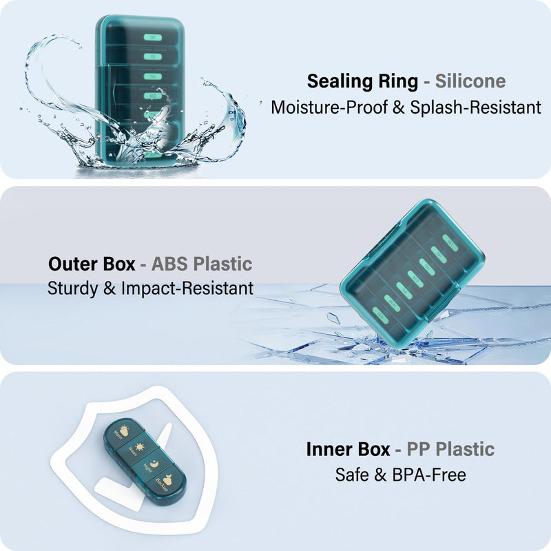Weekly Pill Organizer 4 Times a Day, 7 Day Pill Box 4X, Portable for Travel Pill Case for Pills/Vitamin/Fish Oil/Medication/Supplements (4x7 Blue) 4 times x 7 days