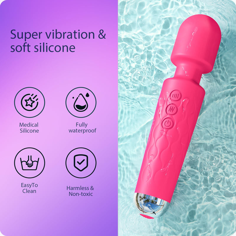 [Australia] - Vibrator Wand,Adult Sex toy Wand, G Spot Dildo, Clit Vibrator, Sex Vibrators,Clitoris Stimulation,with 8 Speeds & 20 Patterns, Quiet,Fully Waterproof,vibrating wand for her pleasure (Rose Red) Large 
