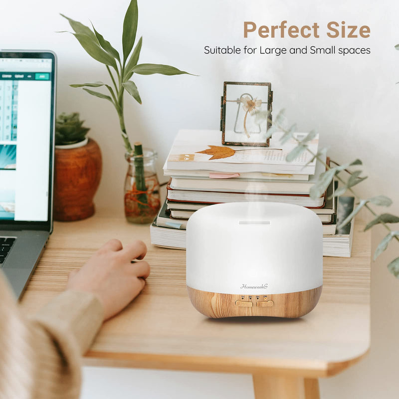 [Australia] - Homeweeks 300ml Essential Oil Diffuser, Quiet Aromatherapy Mist Diffusers for Essential Oils, Wood Grain Ultrasonic Oil Diffuser with Remote Control,Timer, 7 Colors Light for Bedroom (300ml)… 300 ml 