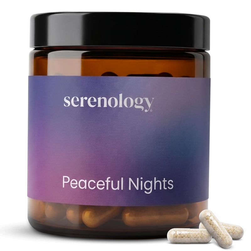 Peaceful Nights Magnesium Bisglycinate Capsules with Ashwagandha | High Absorption Bisglycinate | Evening Wind-Down Support Muscle Relaxation & Stress Support | 60 Capsules