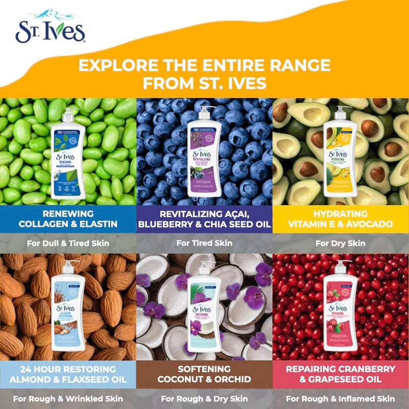 St. Ives Hydrating Hand & Body Lotion Moisturizer for Dry Skin Vitamin E & Avocado Made with 100% Natural Moisturizers 21 oz 21 Fl Oz (Pack of 1)