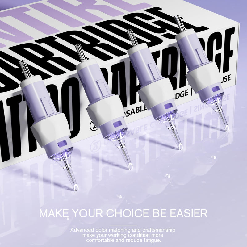[Australia] - ANTIKE Clouds Pro Tattoo Cartridge Needles #12(9RL) 20Pcs 0.35mm with Soft Finger Ledge Standard X-Taper Disposable Tattoo Needles with Membrane Round Liner EN11P-FG-20-1209RL 1209RL 