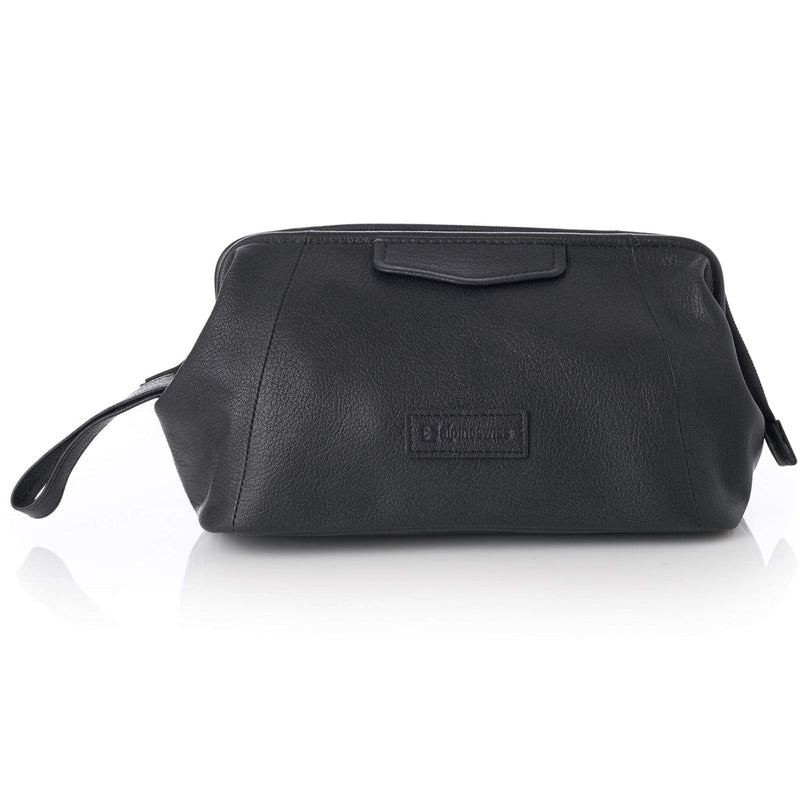 Alpine Swiss Lauter Toiletry Bag Genuine Leather Shaving Kit Dopp Kit Travel Case One Size Black