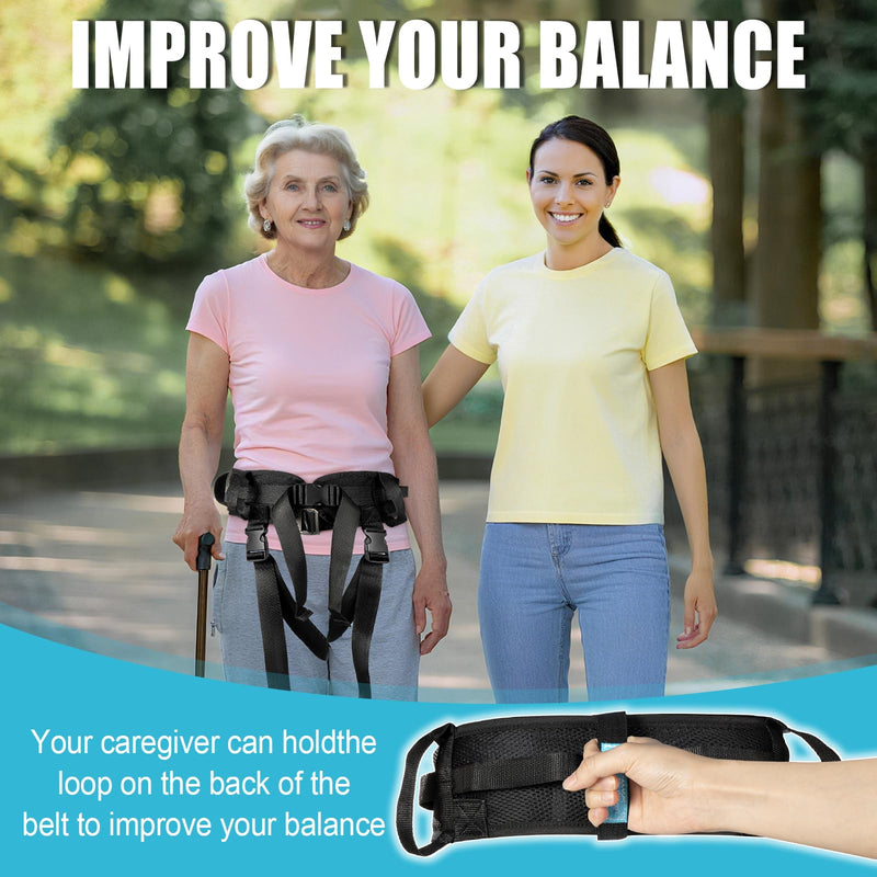 Gait Belts for Seniors - with Leg Loops， Occupational and Physical Therapy - Long Strap and Quick Release Buckle