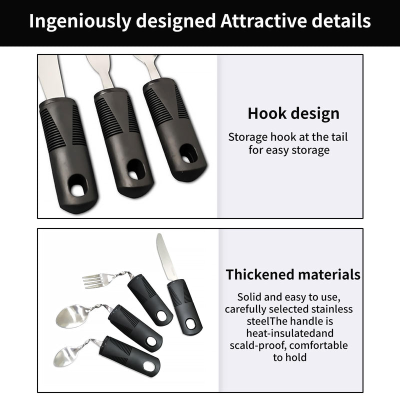 4PCS Bendable Cutlery for Disabled Hands, Anti-Shake Adaptive Tableware, Weighted Bendable Cutlery with Knife Fork Spoon for Parkinson Elderly Disabled Arthritis Tremors Sufferers