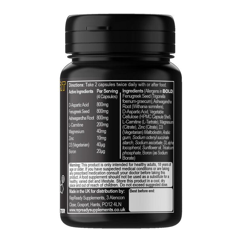 T888+ Advanced Testosterone Support for Men 120 Capsules Ashwagandha, Fenugreek, D-Aspartic Acid, L-Carnitine, Magnesium, Zinc, Vitamin D3, Boron - Natural Male Vitality & Performance Formula
