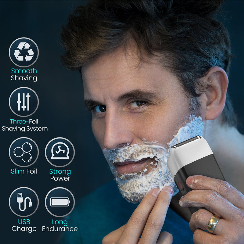 [Australia] - SweetLF Electric Razor for Men, Upgraded Foil Shaver, 3 Floating Blades, 90 Min Runtime, USB Rechargeable, Wet & Dry, Black, LK-3303 