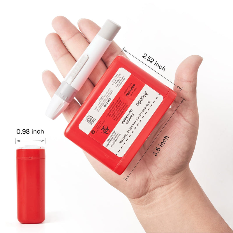 [Australia] - Alcedo Portable Sharps Container for Travel and Home Use (3-Pack), Small 0.1L Container for Diabetes Insulin Pen Needle Disposal, Biohazard Syringe Mini Container, Medical Grade 3 